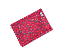 Portefeuille compact pompons cerise