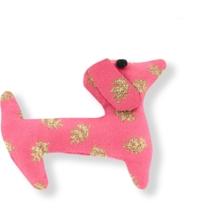 Barrette basset feuillage or rose