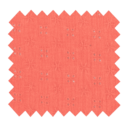 Tissu coton au mètre gaze dentelle corail